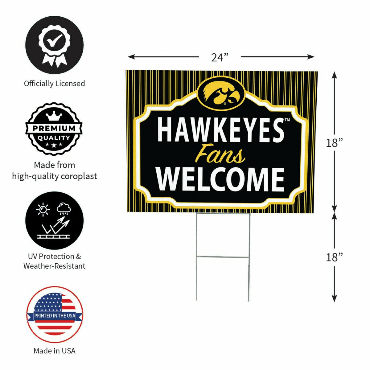 University of Iowa Coroplast Yard Sign, "Fans Welcome"