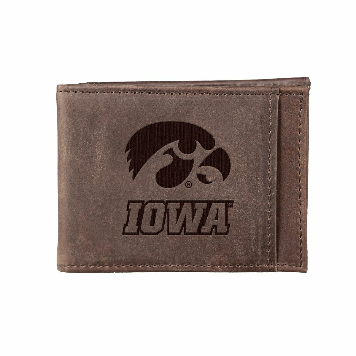 Front Pocket Wallet w/ RFID Blocking, University of Iowa, Brown