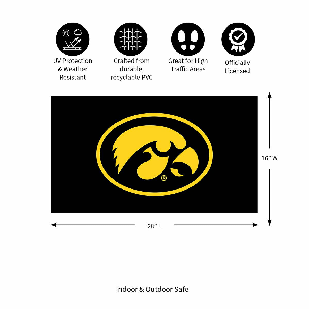 Full Color PVC Mat, 16" x 28", University of Iowa