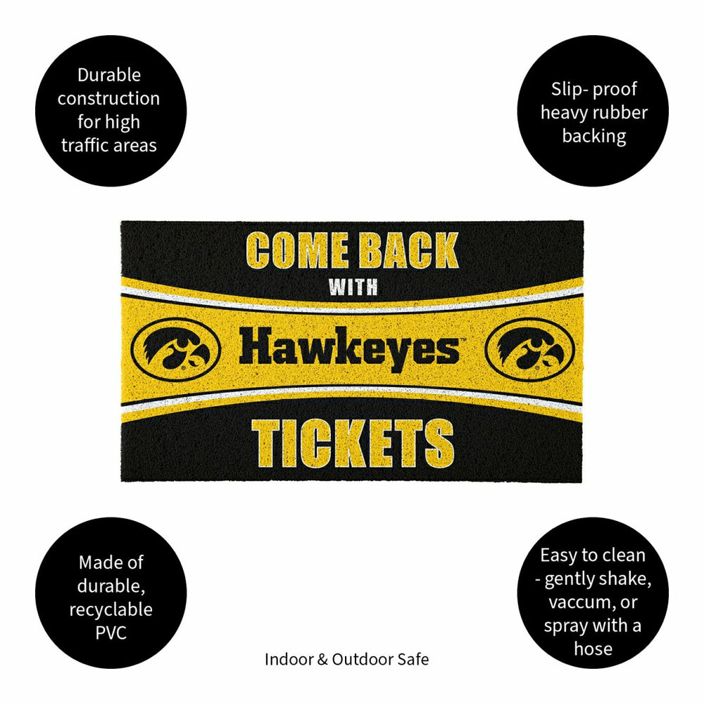 28" x 16" PVC Trapper Mat, Come Back with Tickets, University of Iowa