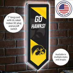 LED Wall Decor, Pennant, University of Iowa