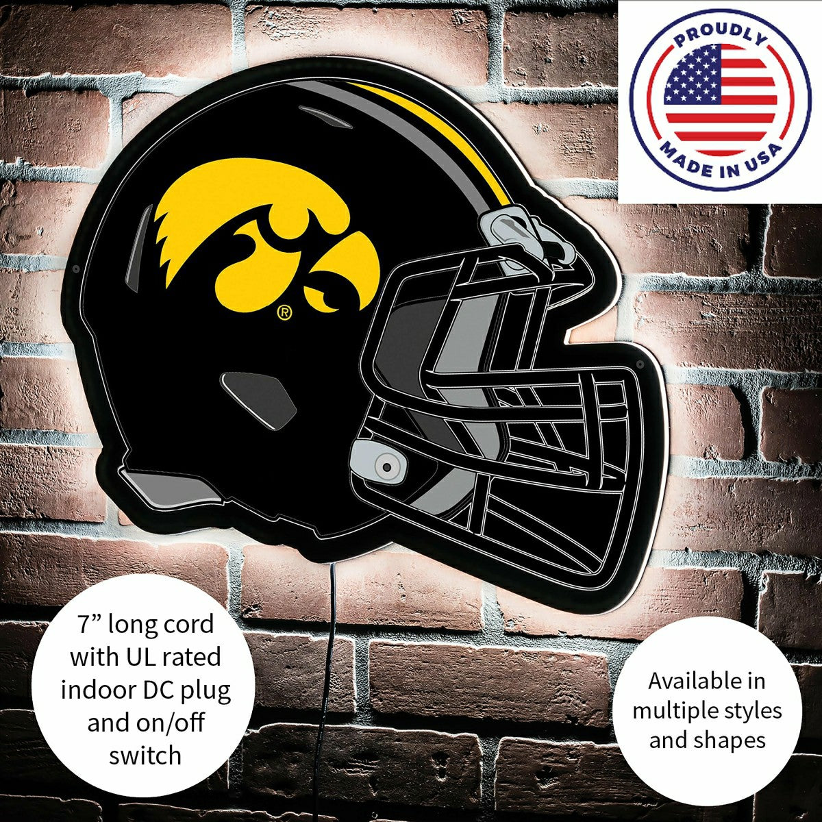 LED Wall Decor, Helmet, University of Iowa