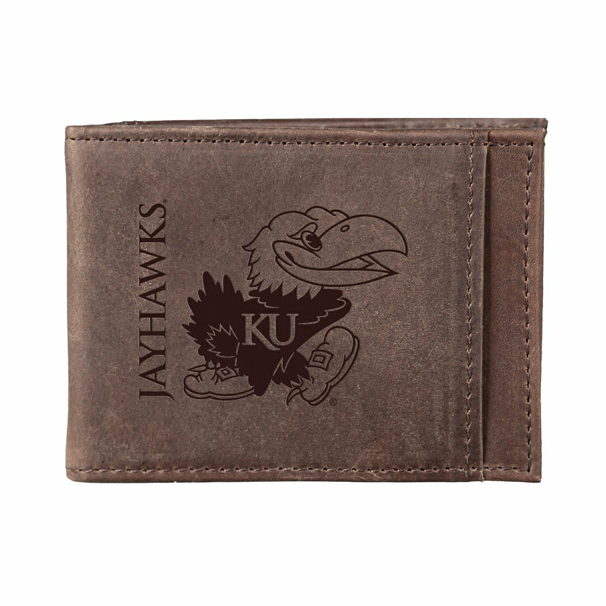 Front Pocket Wallet w/ RFID Blocking, University of Kansas, Brown