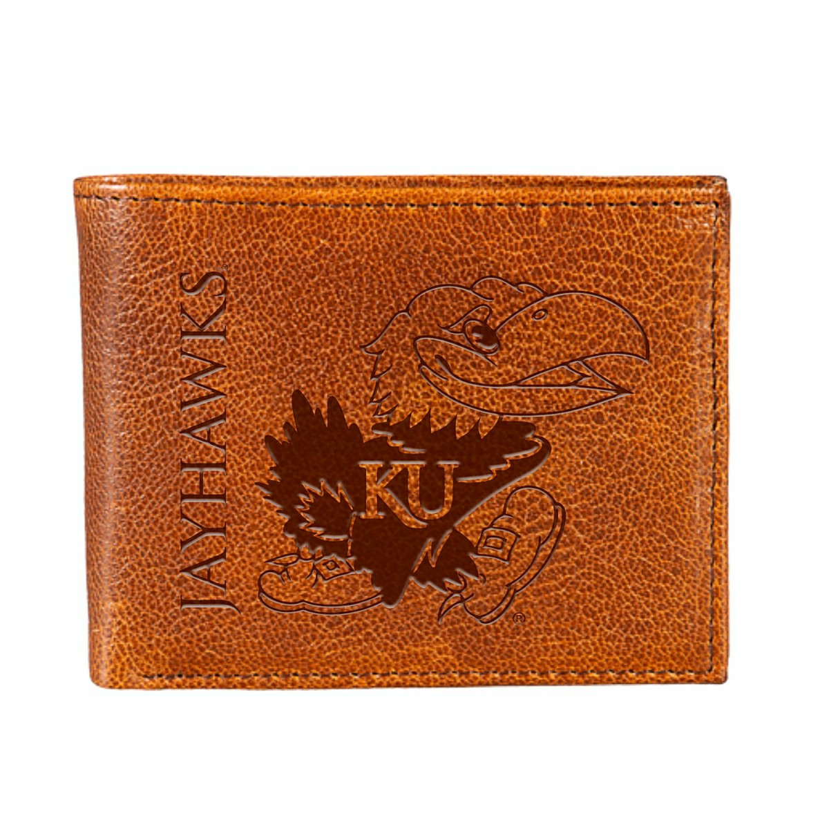 University of Kansas, Embossed 100% Genuine Tumbled Leather Passcase B
