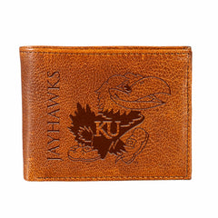 University of Kansas, Embossed 100% Genuine Tumbled Leather Passcase B