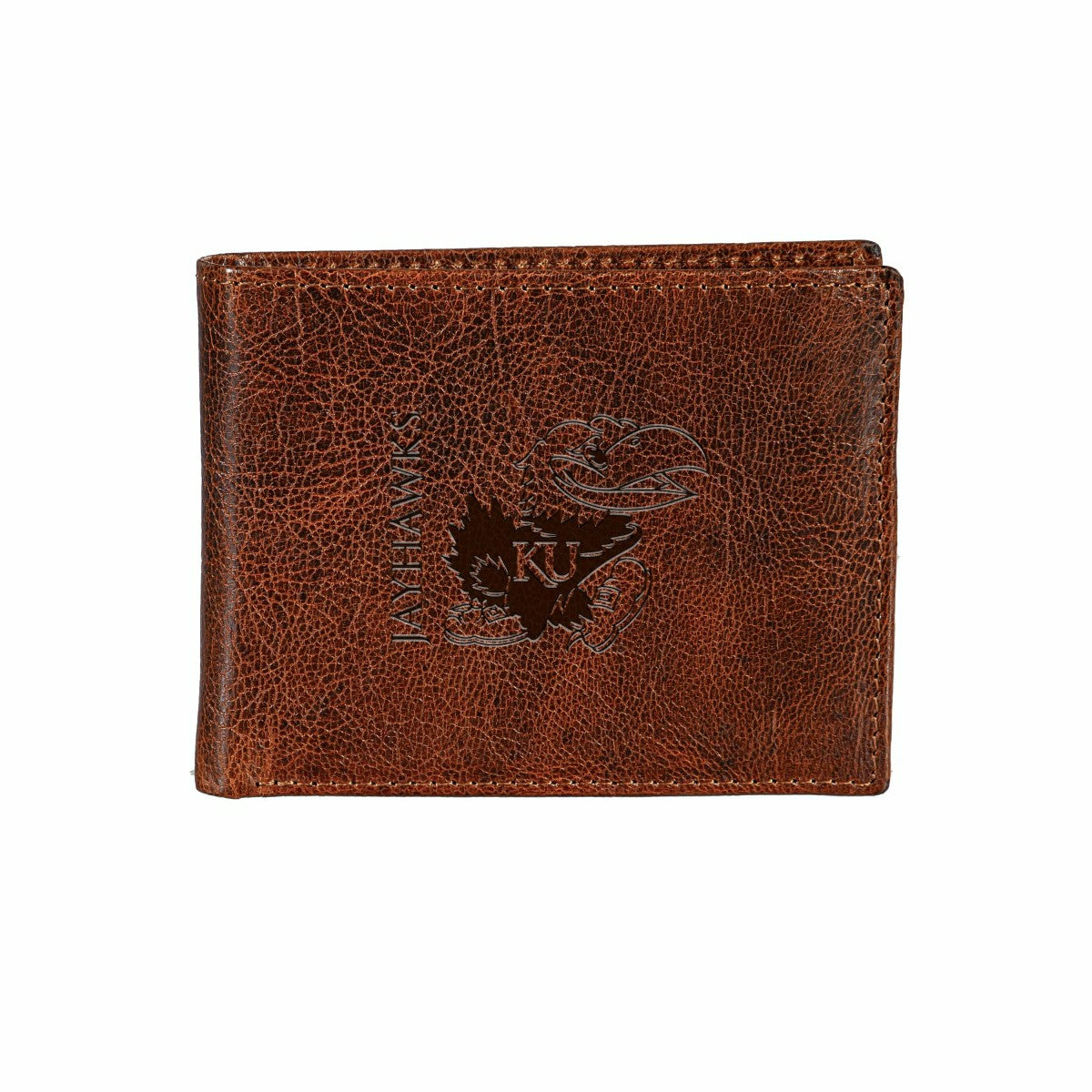 University of Kansas, Embossed 100% Genuine Tumbled Leather Passcase B