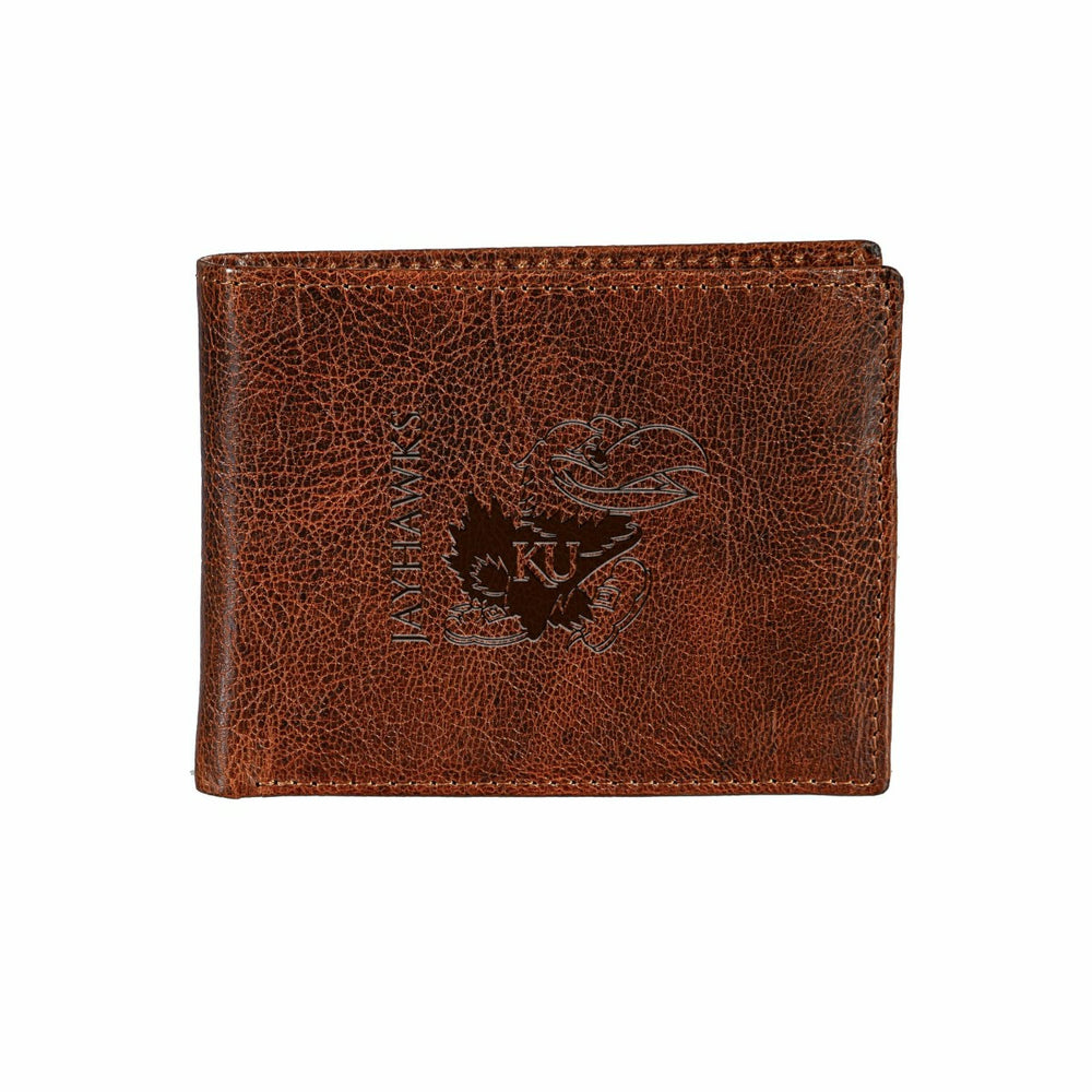 University of Kansas, Embossed 100% Genuine Tumbled Leather Passcase B