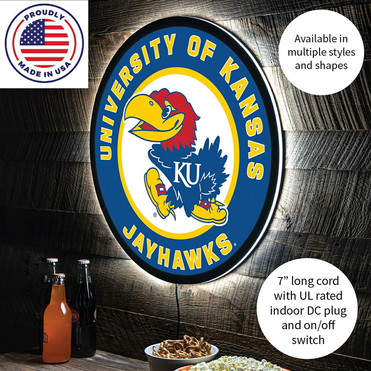 LED Wall Decor, Round, University of Kansas