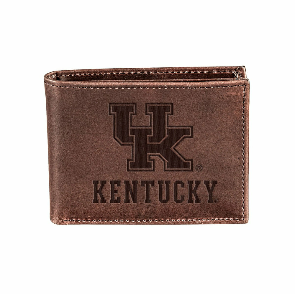 University of Kentucky, Bi-Fold Wallet, Brown, CH, 100% Genuine Leathe