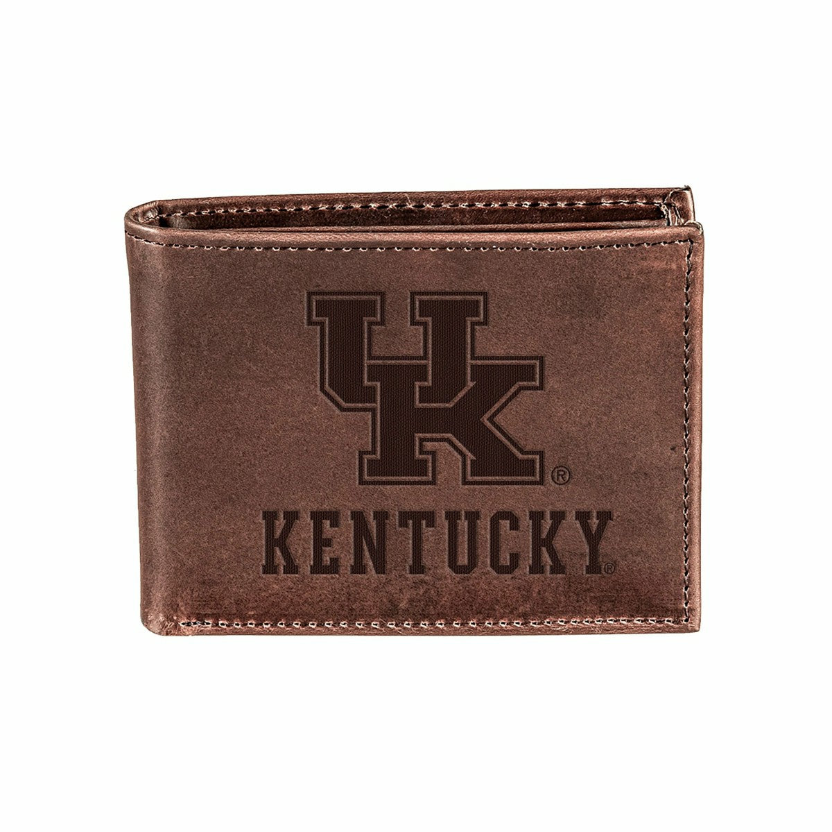 University of Kentucky, Bi-Fold Wallet, Brown, CH, 100% Genuine Leathe