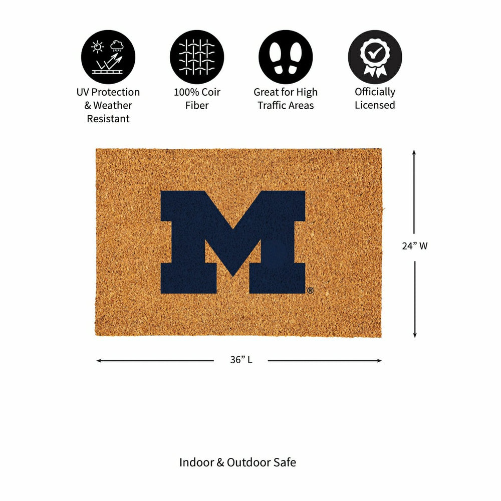 University Of Michigan Large Full Color Coir Mat, 36"x24"