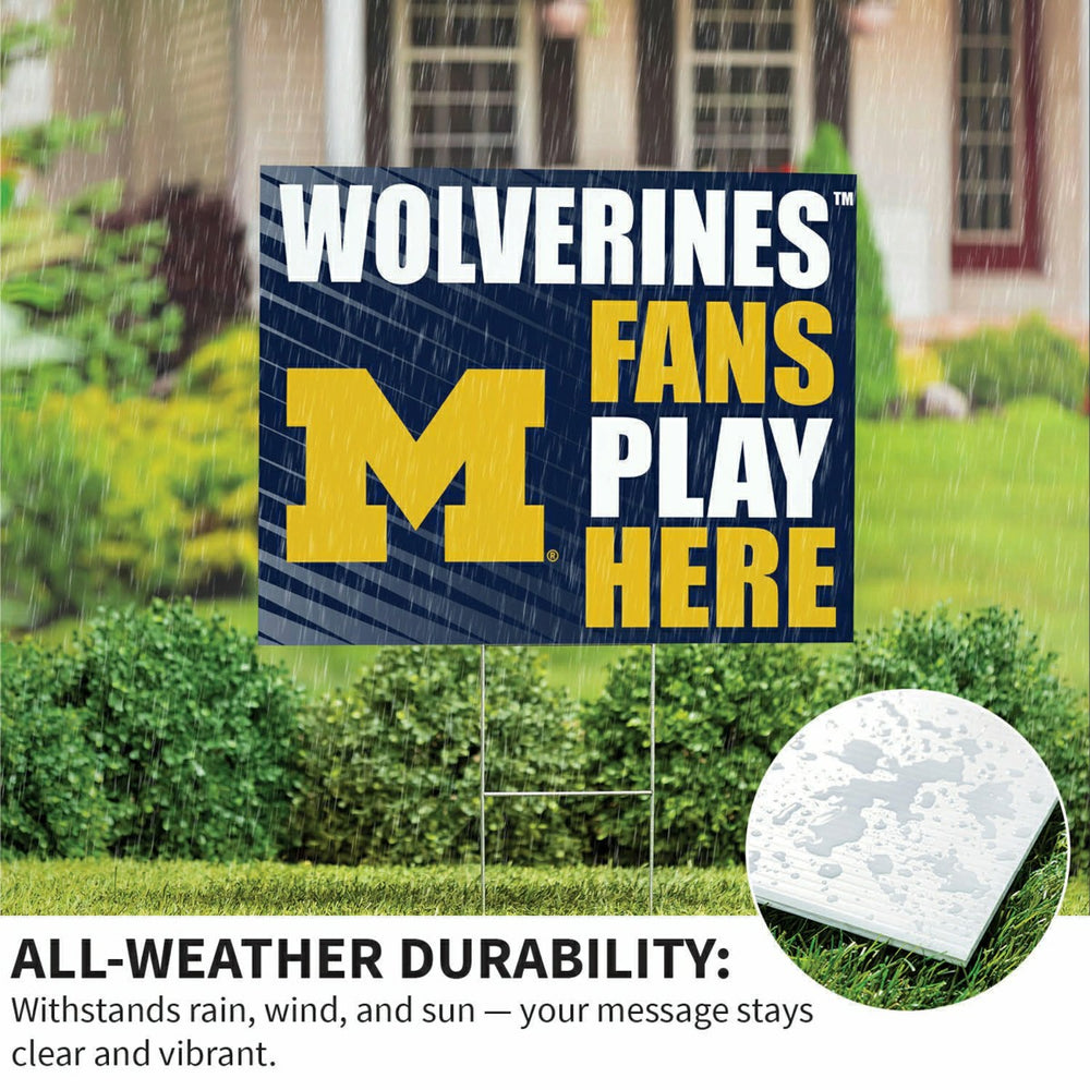 University Of Michigan Coroplast Yard Sign "Fans Play Here"