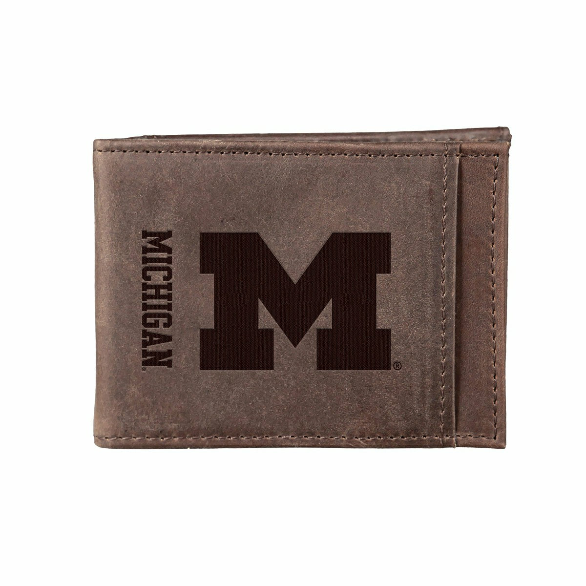 Front Pocket Wallet w/ RFID Blocking, University Of Michigan, Brown