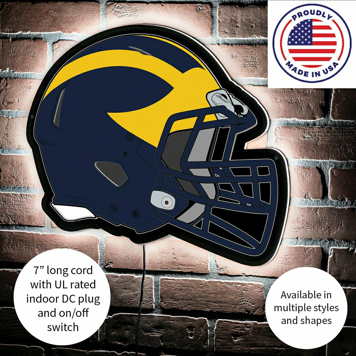 LED Wall Decor, Helmet, University Of Michigan