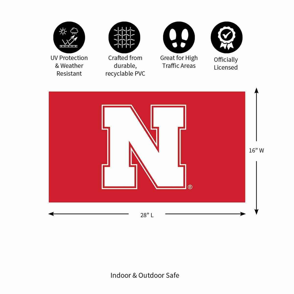 Full Color PVC Mat, 16" x 28", University of Nebraska