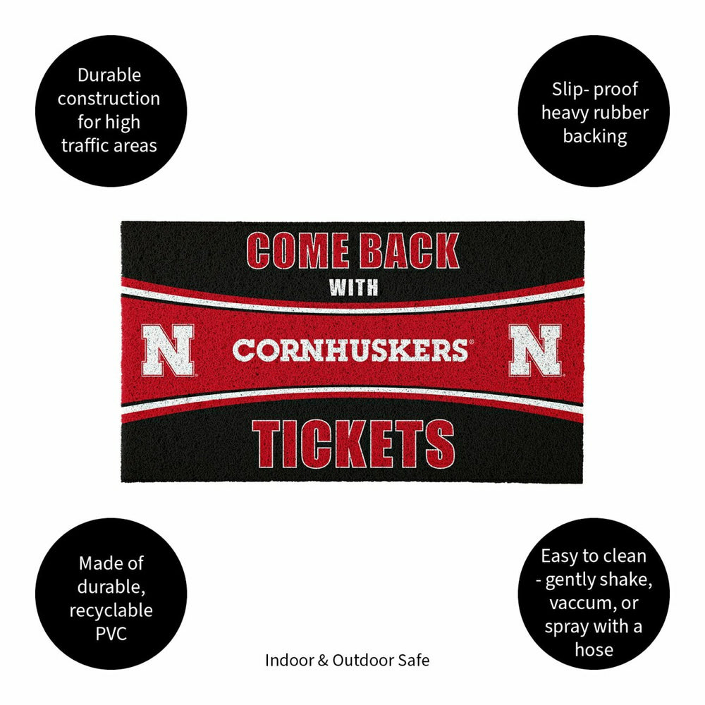 28" x 16" PVC Trapper Mat, Come Back with Tickets, University of Nebra