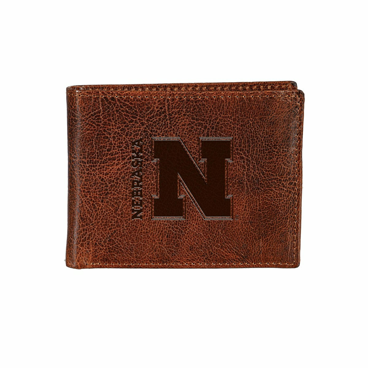 University of Nebraska, Embossed 100% Genuine Tumbled Leather Passcase