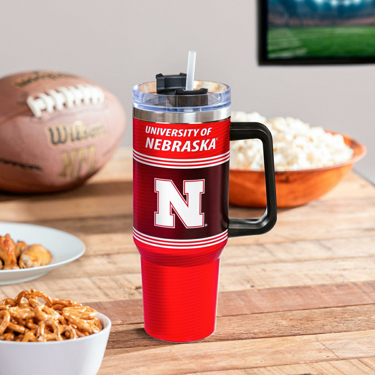 40oz Stainless Steel Canyon Cup w/ Straw, University of Nebraska