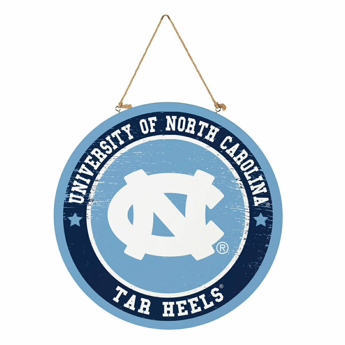 University of North Carolina Round Door Décor with Hanging Rope, 18x18