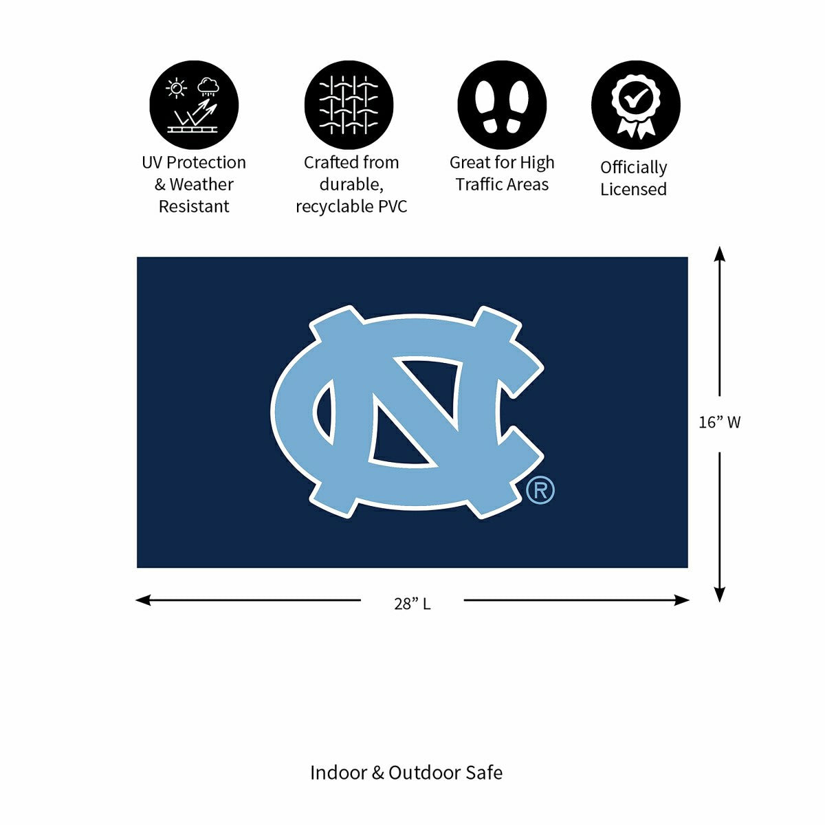 Full Color PVC Mat, 16" x 28", University of North Carolina