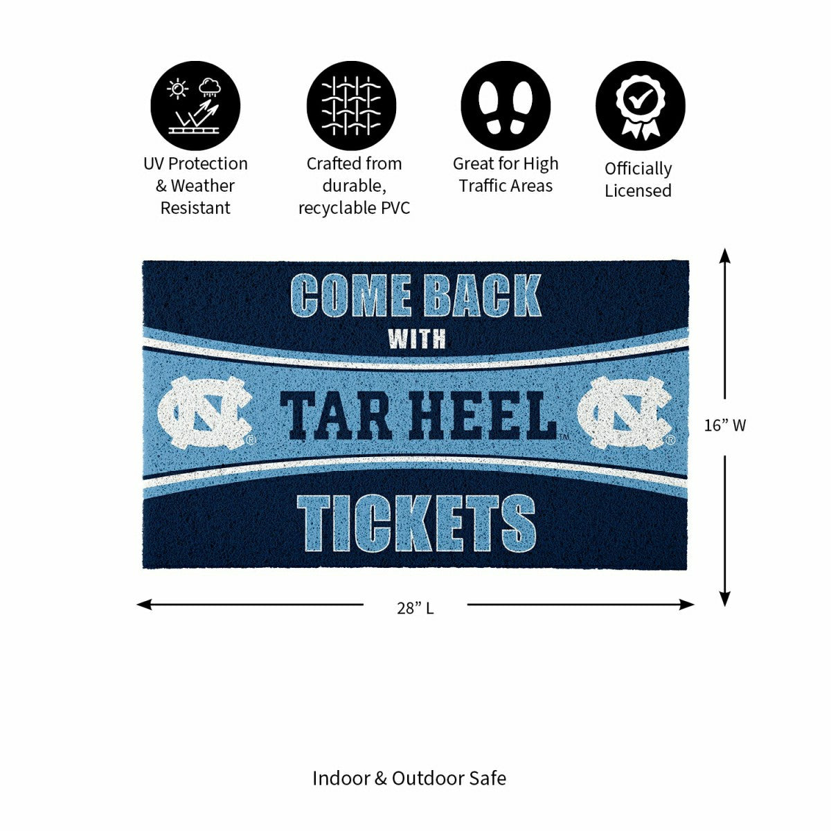 28" x 16" PVC Trapper Mat, Come Back with Tickets, University of North