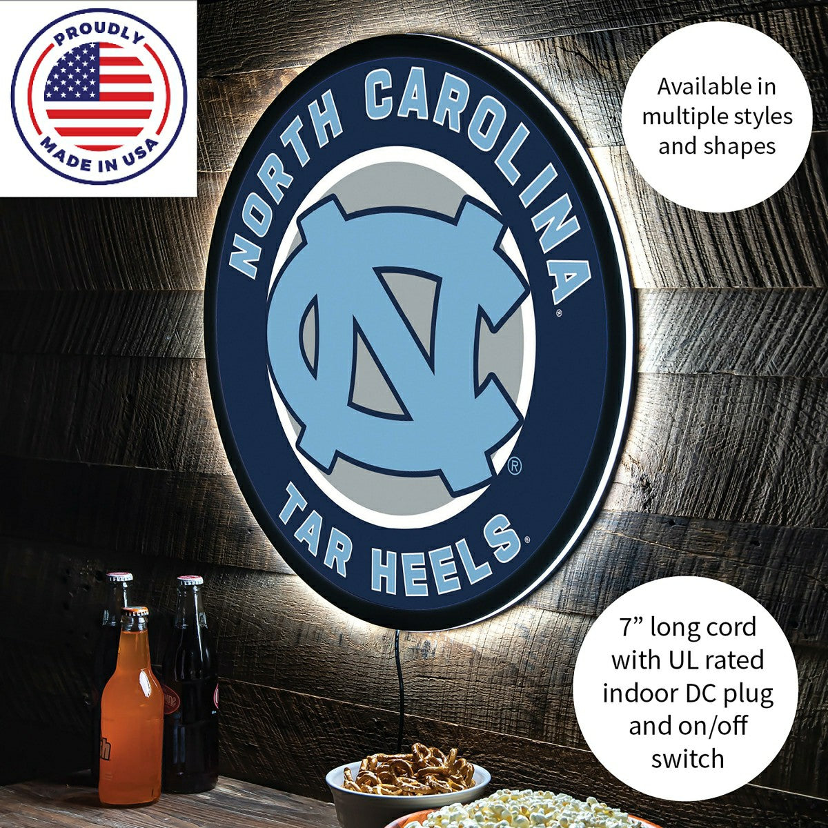 LED Wall Decor, Round, University of North Carolina