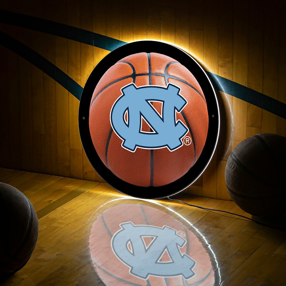 LED Wall Decor, Round, Med, UNC, Basketball