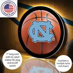LED Wall Decor, Round, Med, UNC, Basketball