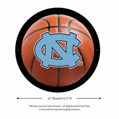 LED Wall Decor, Round, Med, UNC, Basketball