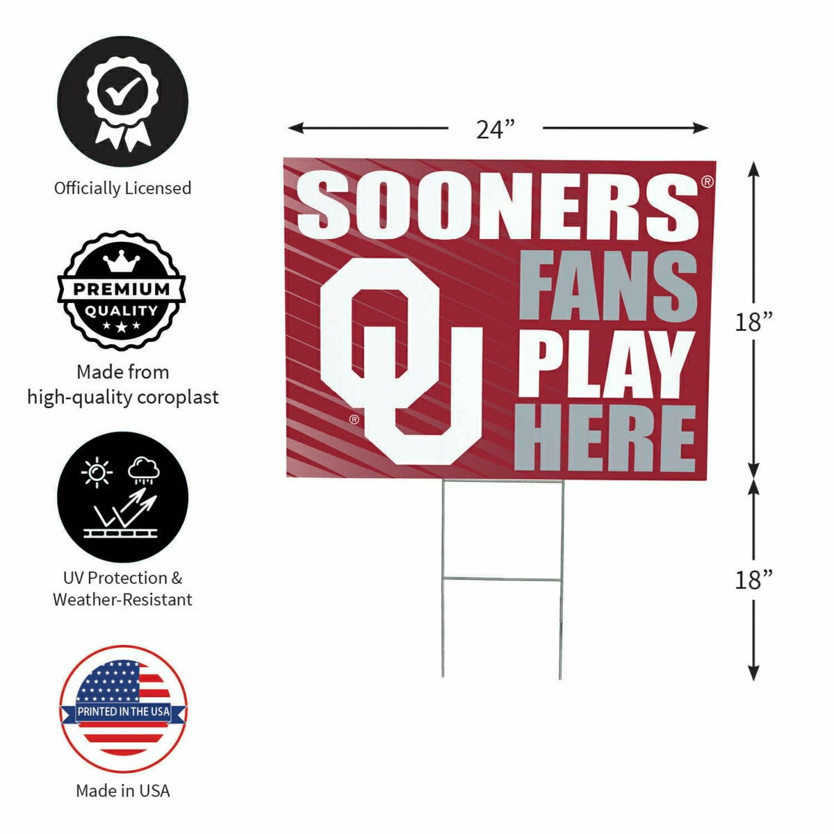University of Oklahoma Coroplast Yard Sign "Fans Play Here"