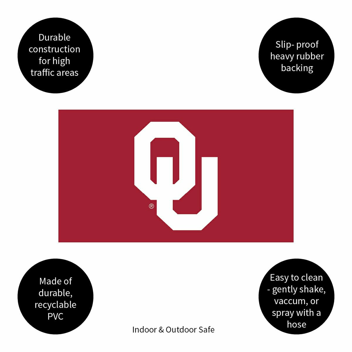 Full Color PVC Mat, 16" x 28", University of Oklahoma
