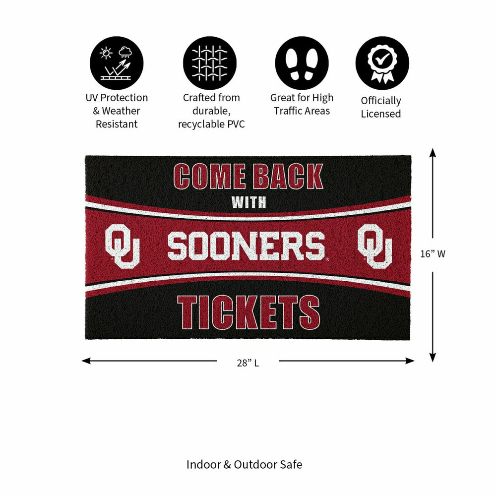 28" x 16" PVC Trapper Mat, Come Back with Tickets, University of Oklah