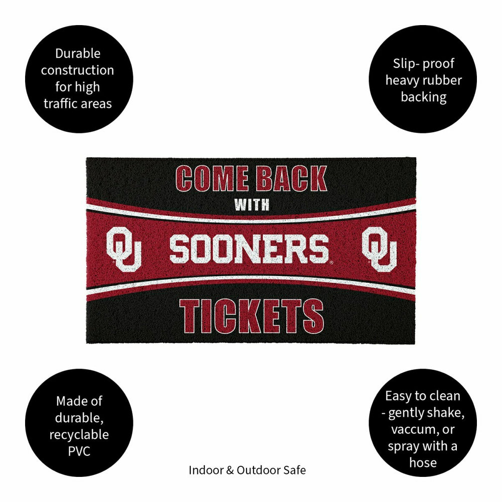 28" x 16" PVC Trapper Mat, Come Back with Tickets, University of Oklah