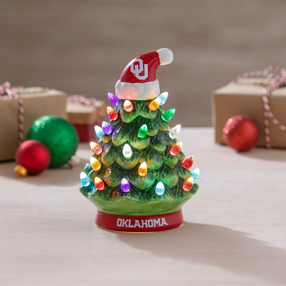 8" LED Ceramic Christmas Tree, University of Oklahoma