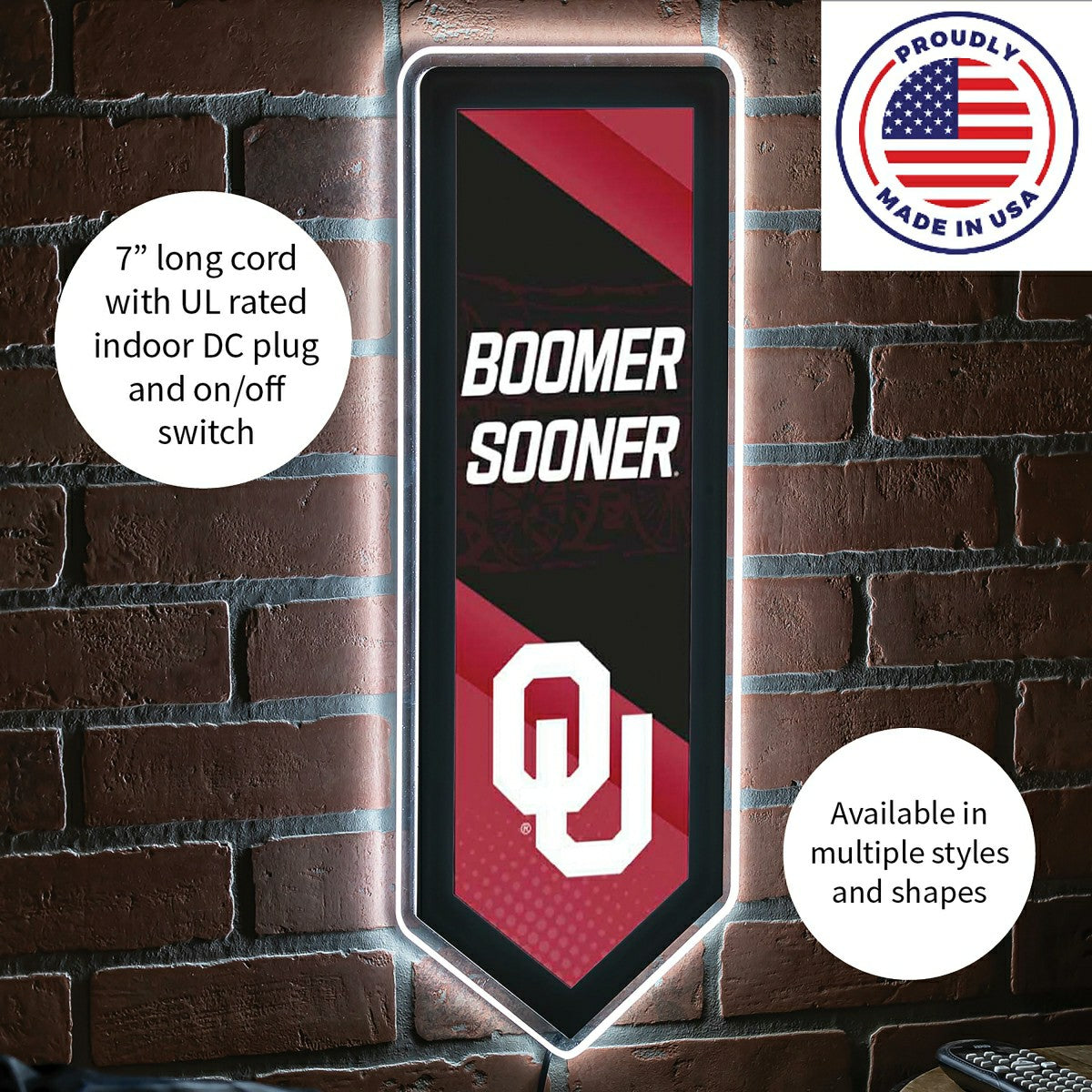 LED Wall Decor, Pennant, University of Oklahoma