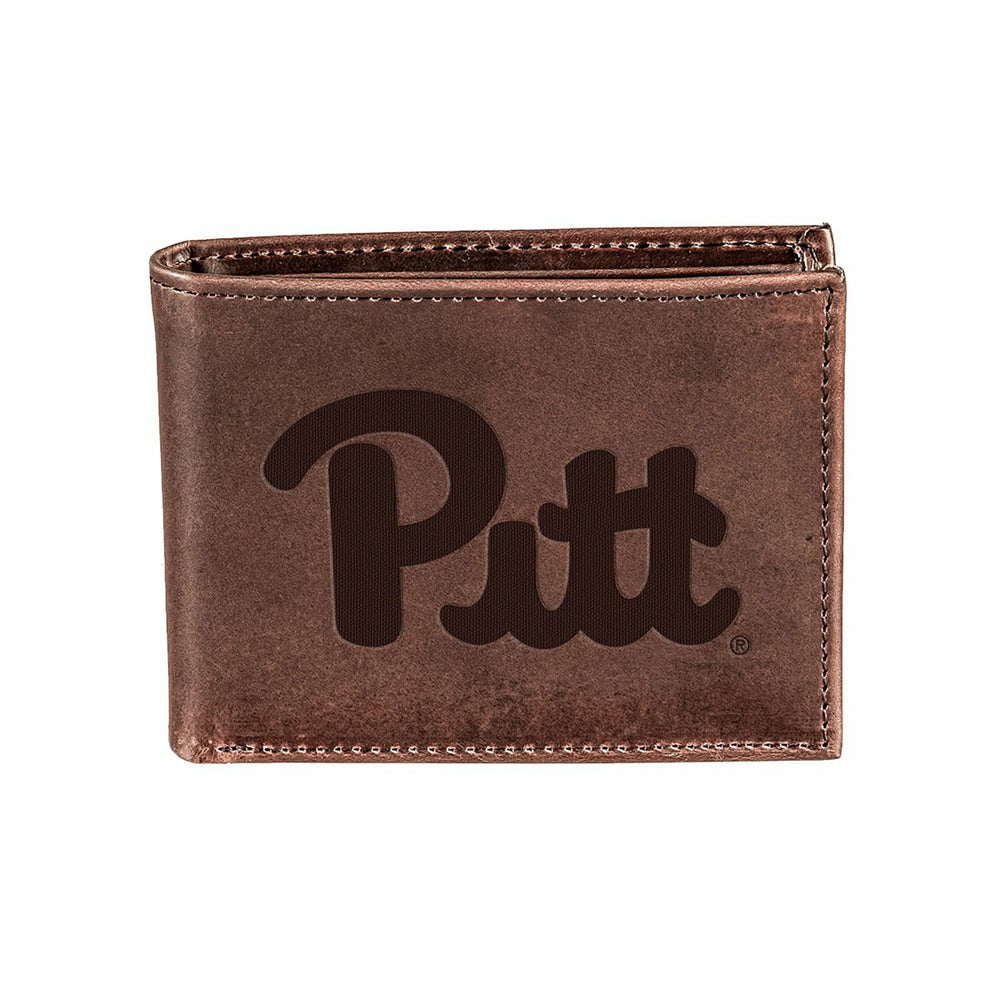 University of Pittsburgh, Bi-Fold Wallet, Brown, CH, 100% Genuine Leat