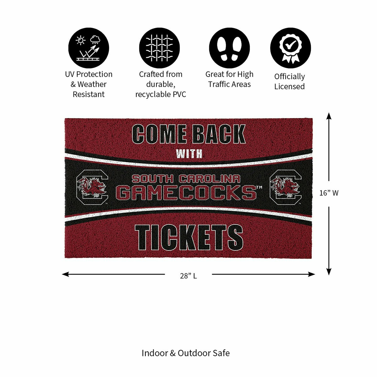 28" x 16" PVC Trapper Mat, Come Back with Tickets, University of South