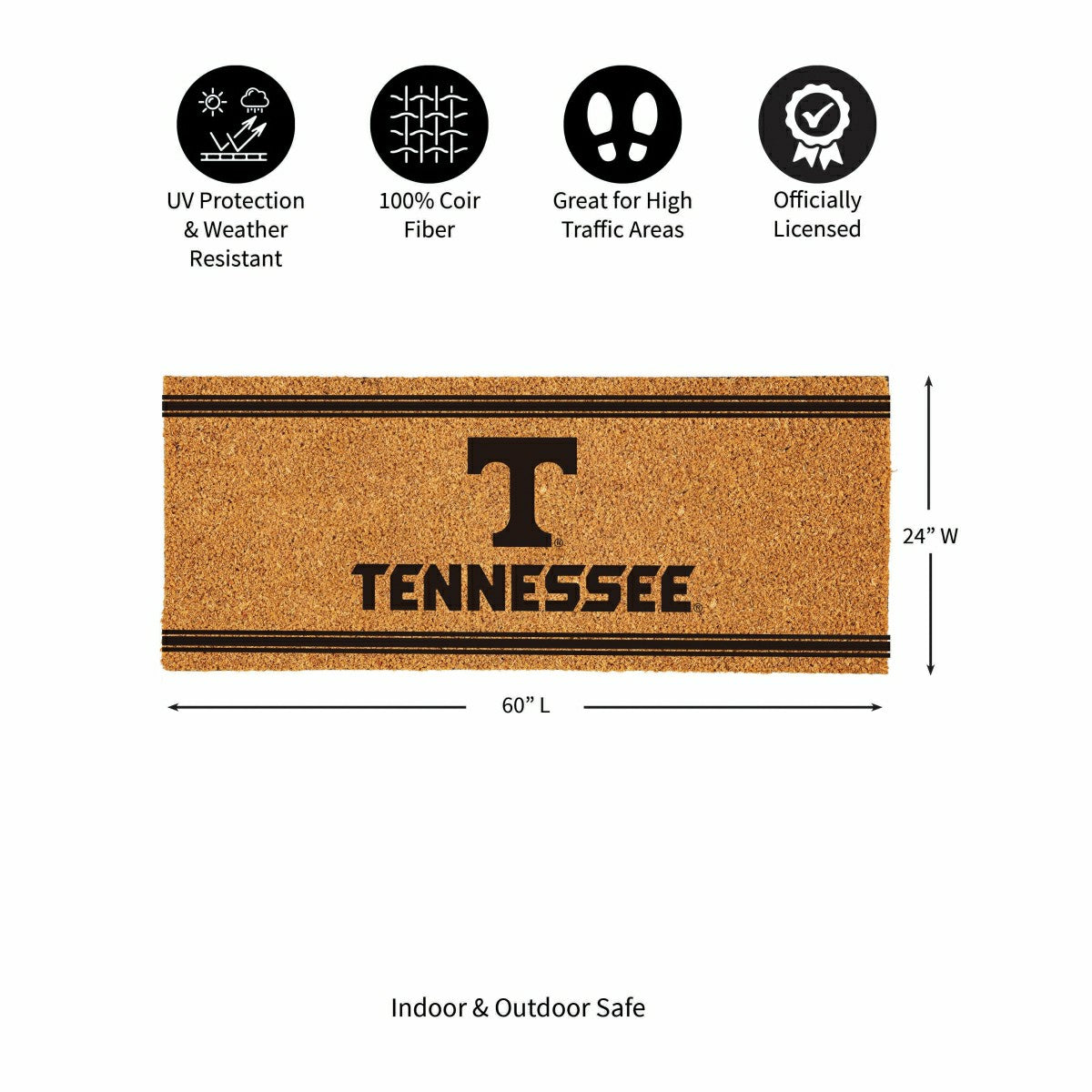 University of Tennessee Extra Large One Color Coir Mat, 60"x24"