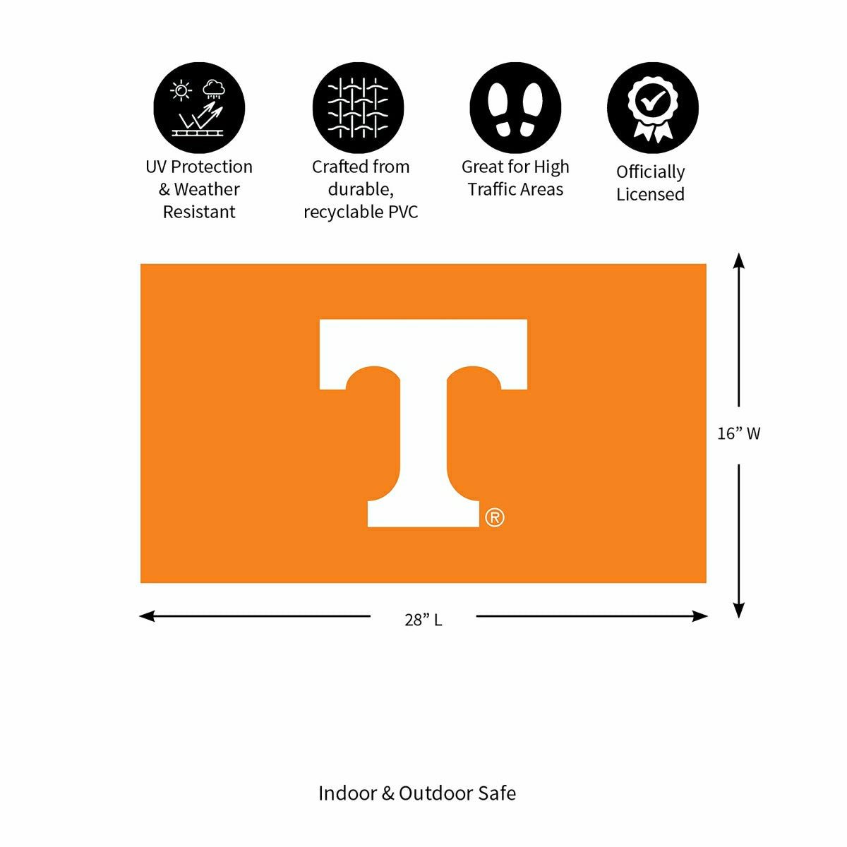 Full Color PVC Mat, 16" x 28", University of Tennessee