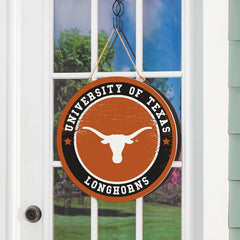 University of Texas Round Door Décor with Hanging Rope, 18x18