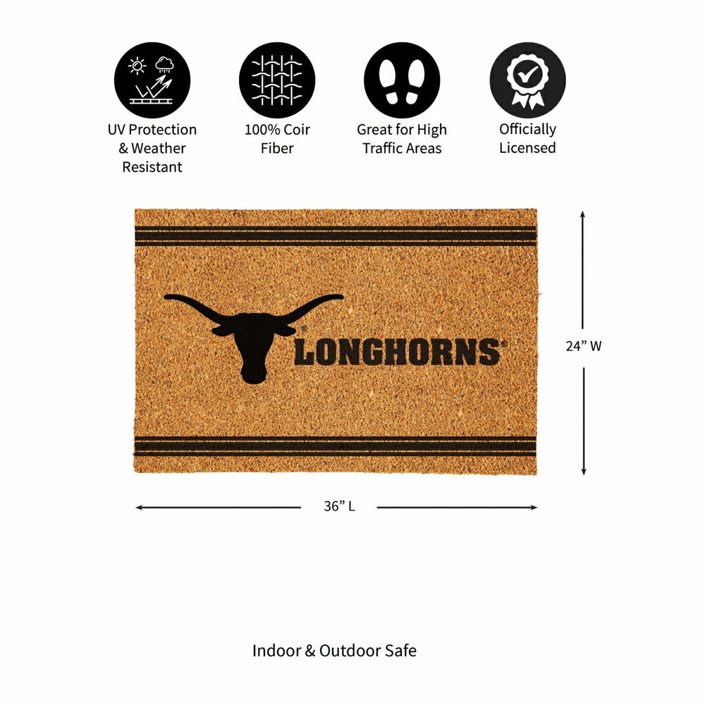 University of Texas Large One Color Coir Mat, 36"x24"