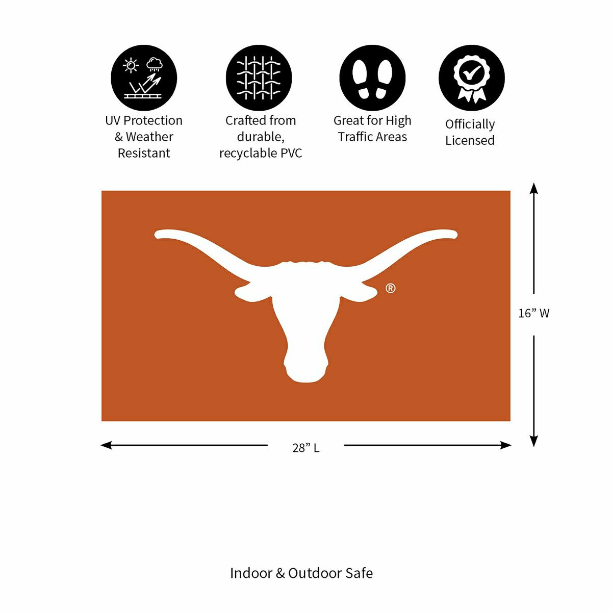 Full Color PVC Mat, 16" x 28", University of Texas
