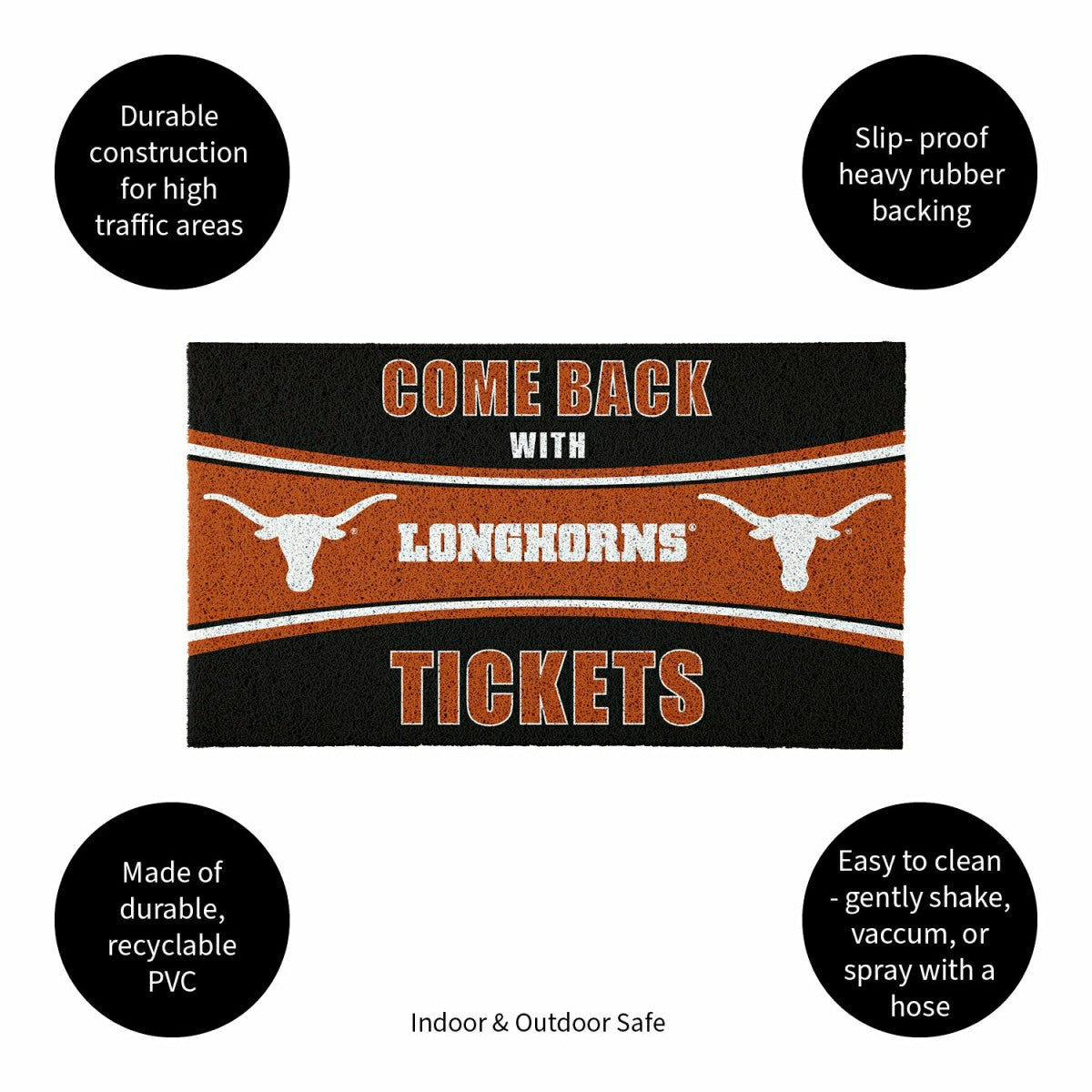 28" x 16" PVC Trapper Mat, Come Back with Tickets, University of Texas
