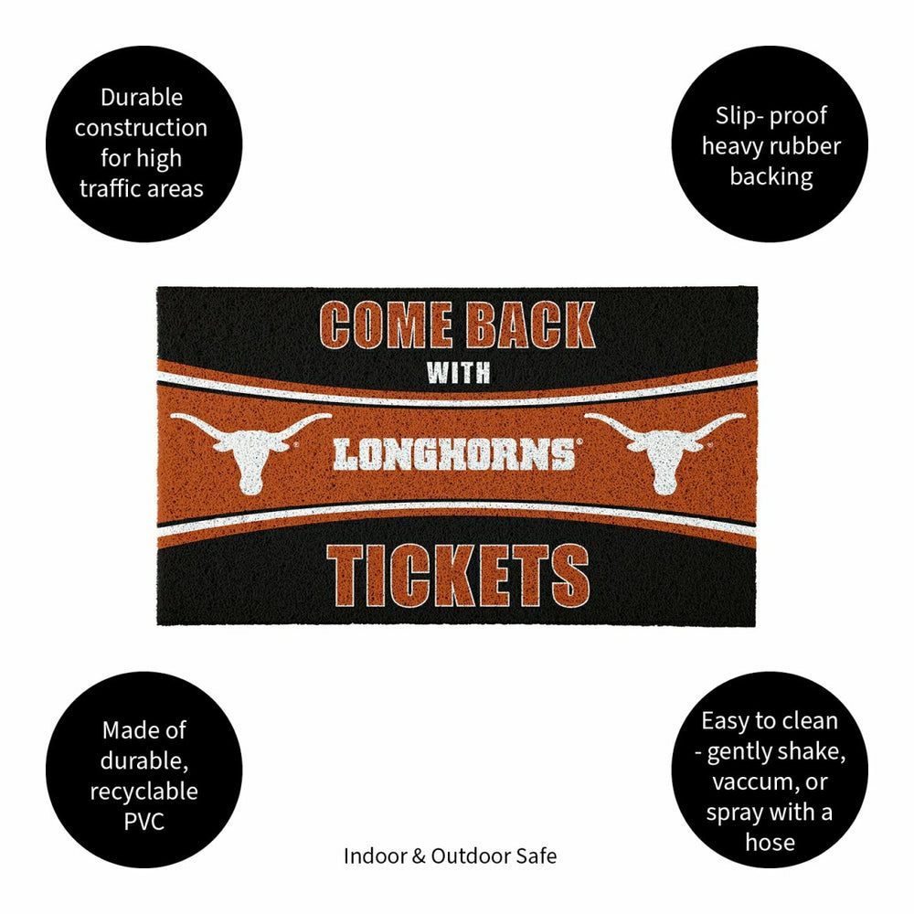 28" x 16" PVC Trapper Mat, Come Back with Tickets, University of Texas
