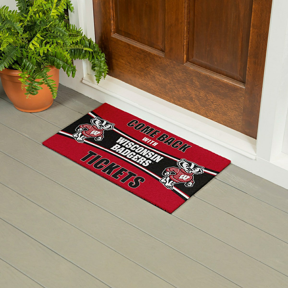 28" x 16" PVC Trapper Mat, Come Back with Tickets, University of Wisco