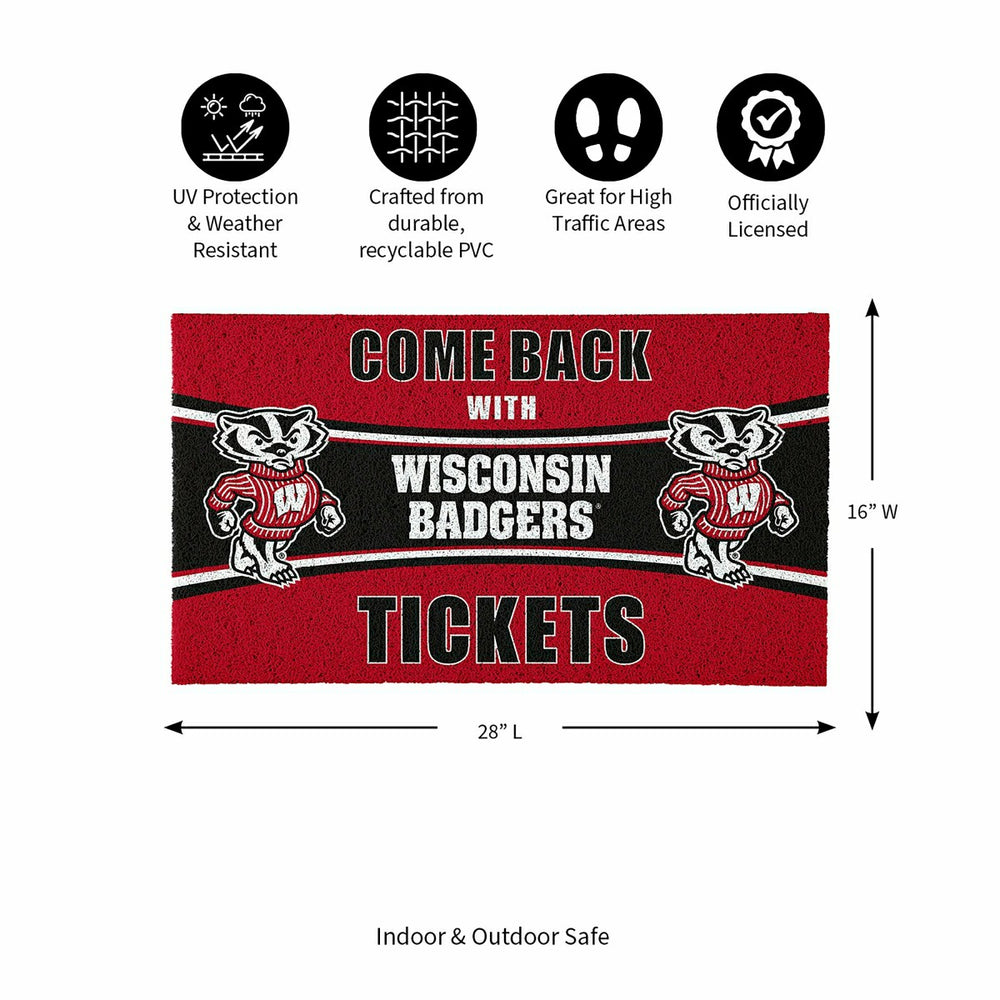 28" x 16" PVC Trapper Mat, Come Back with Tickets, University of Wisco