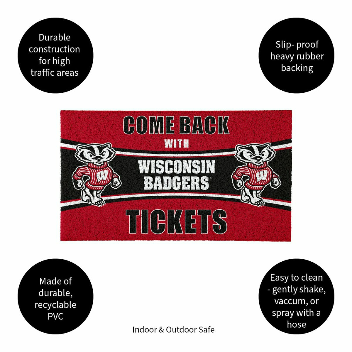 28" x 16" PVC Trapper Mat, Come Back with Tickets, University of Wisco