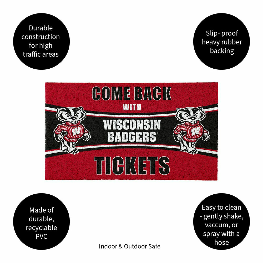 28" x 16" PVC Trapper Mat, Come Back with Tickets, University of Wisco
