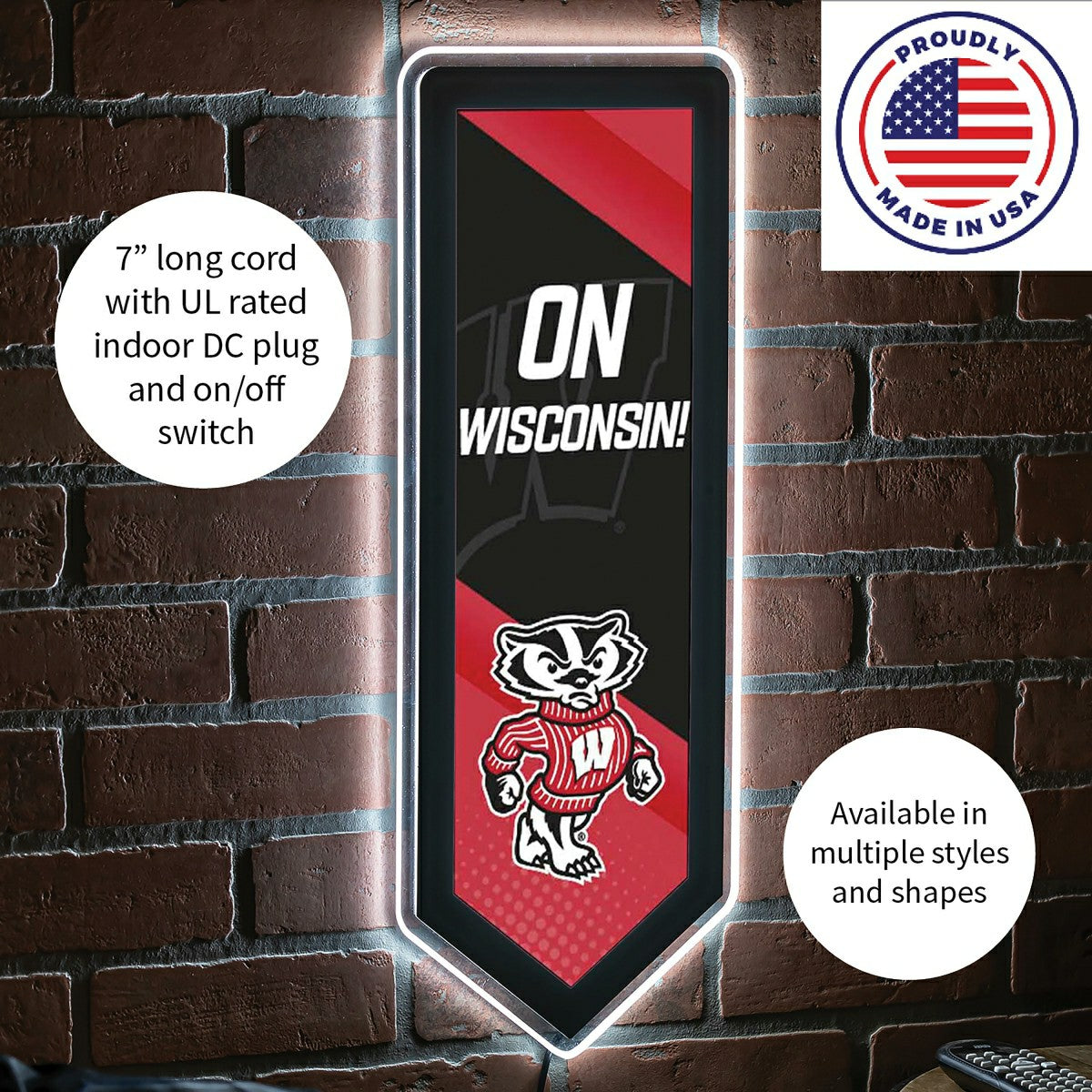 LED Wall Decor, Pennant, University of Wisconsin-Madison