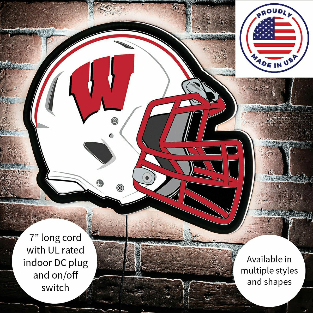 LED Wall Decor, Helmet, University of Wisconsin-Madison